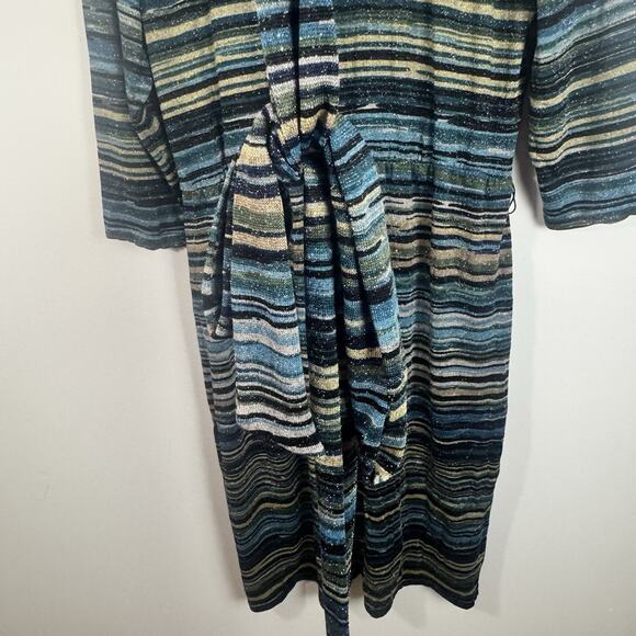 LANE BRYANT Metallic StripeMidi Dress Size 18/20 Plus V-Neck Tie Back 3/4 Sleeve - Picture 7 of 10